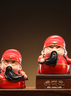 陶瓷关公人物神像汽车摆件招财工艺品武圣关羽家居办公茶室装饰品