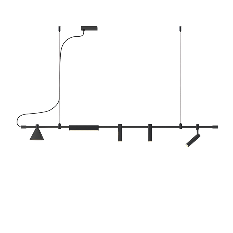 简约创意餐厅吧台岛台设计感艺术吊灯商铺前台工业风黑色长条灯具