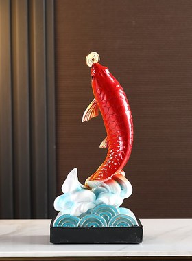 年年有余有寓意创意锦鲤鱼招财摆件玄关酒柜电视柜新年客厅装饰品