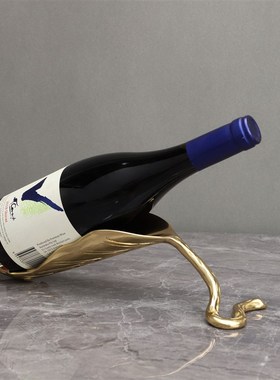 新中式黄铜树叶酒架样板房售楼部卧室书房餐厅客厅桌面饰品摆件