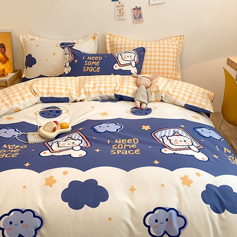 可爱卡通全棉被套单件1.5米单人学生宿舍150x200x230双人纯棉被罩