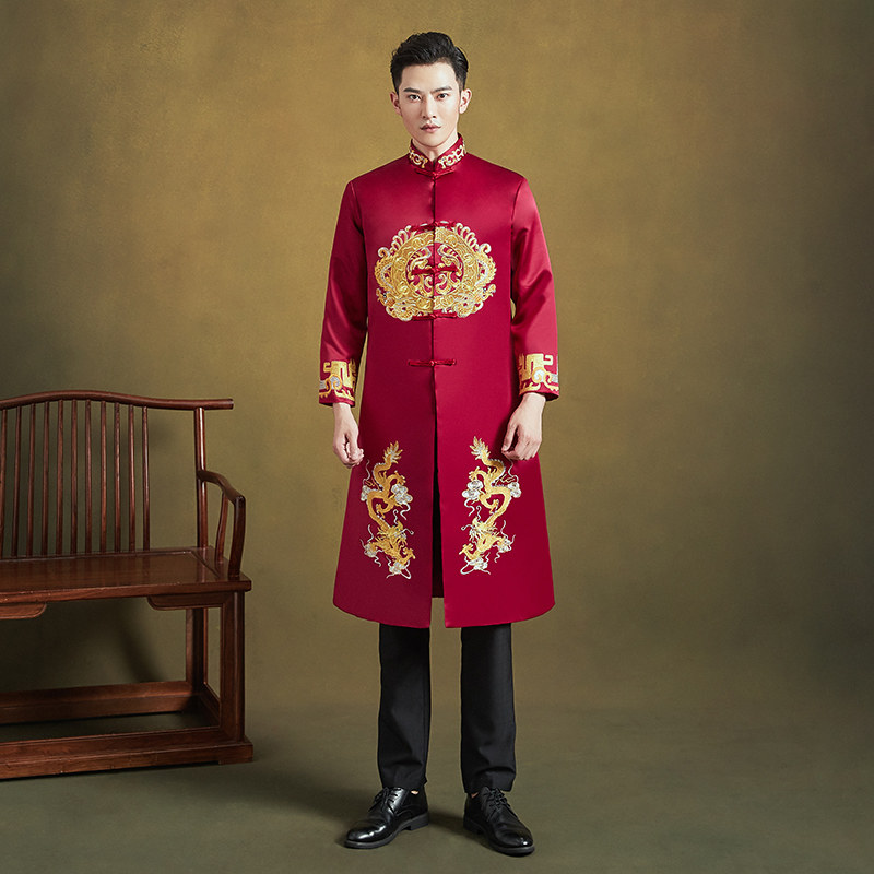 秀禾服男装2021冬季新款结婚礼服新郎敬酒服龙凤褂大码唐装秀和服,男装,唐装,淘宝优惠券,粉丝福利购,淘宝优惠卷