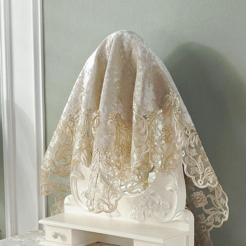 欧式梳妆台盖布布艺化妆台盖巾长方电视柜蕾丝盖布小化妆凳防尘布,居家布艺,桌布,淘宝优惠券,粉丝福利购,淘宝优惠卷