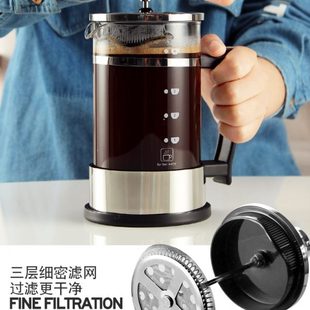 手冲咖啡壶打奶泡器玻璃冲茶器过滤器 远岸法压壶咖啡壶家用滤泡式