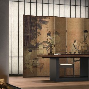 复古屏风隔断客厅进门移动折叠玄关墙办公室背景墙房间折屏 新中式