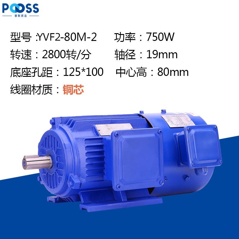 普斯YVF2变频调速电动机三相38A0V异步马达无极变低速电机国标铜