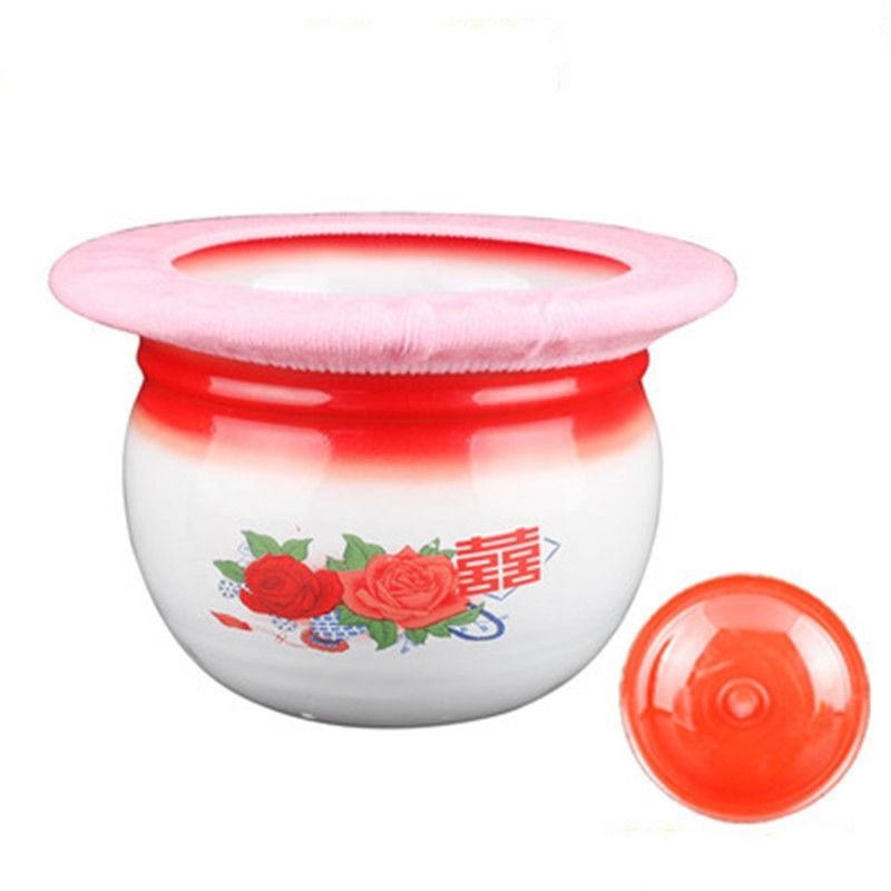 加厚搪瓷痰盂矮痰桶小孩搪瓷尿盆老人坐便器尿桶可以选加盖加垫