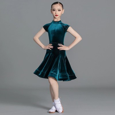 儿童拉丁舞服比赛演出标准规定服少儿高级感套装女童短袖大摆裙新