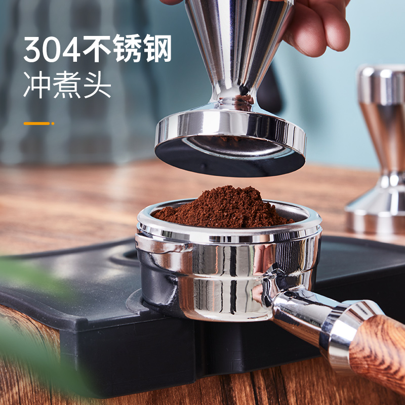 实木无底手柄意式咖啡机配件通用惠家/德龙/铂富三耳不锈钢粉碗