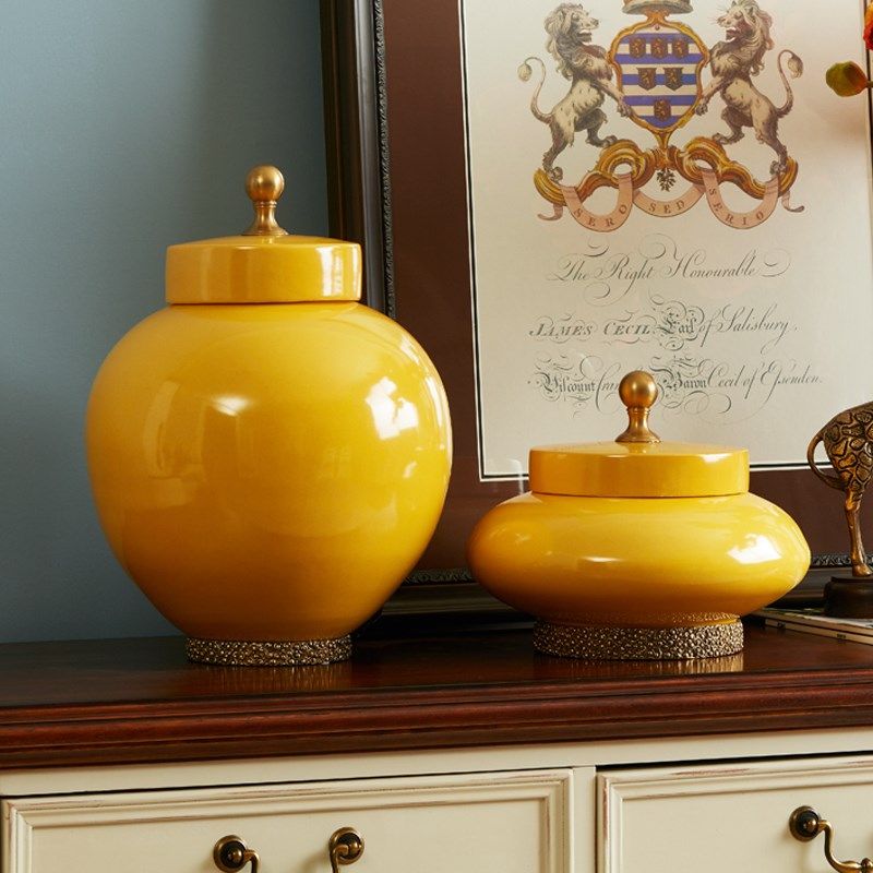 欧式陶瓷镶铜储物盖坛家居客厅茶几玄关置物架装饰白色储物罐摆件,家居饰品,储物罐,淘宝优惠券,粉丝福利购,淘宝优惠卷