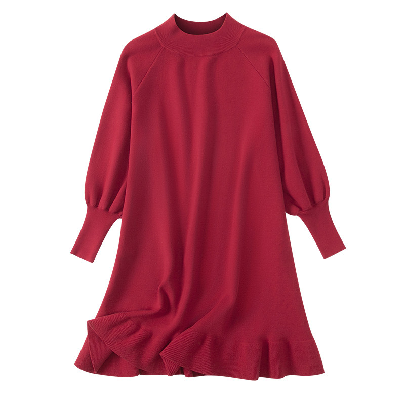 秋冬打底连衣裙女长袖2022新款内搭针织裙显瘦毛衣小个子毛衣裙