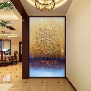 饰画现代轻奢餐厅入户走廊客厅壁纸壁画墙纸墙布 油画玄关背景墙装