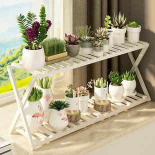 饰植物架 阳台花架子室内多层实木客厅家用置物架多肉绿萝花盆架装
