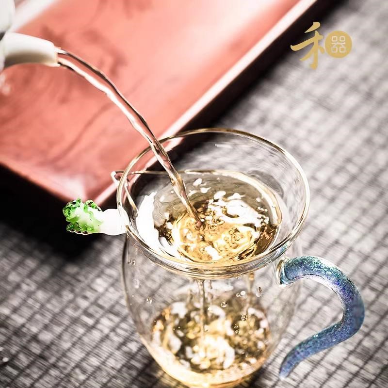 【禾器店】禾器茶漏茶滤奉珠茶叶不锈钢过滤玻璃滤茶器公道杯