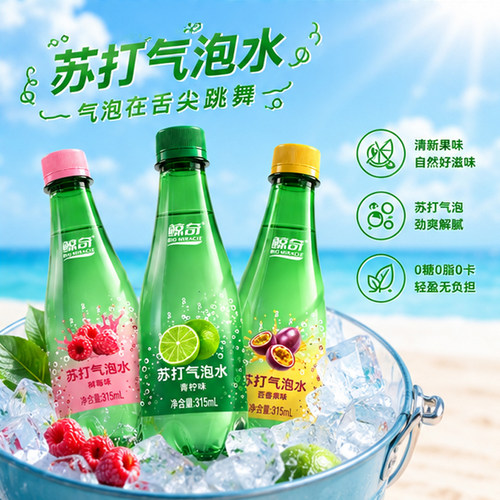 鲸奇苏打气泡水多口味清爽解腻