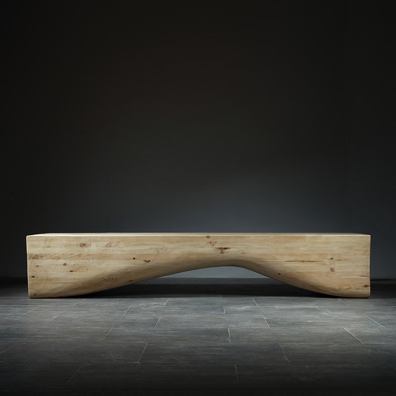 北欧现代创意实木长条凳子设计师软装艺术原木长凳商场休息区坐凳