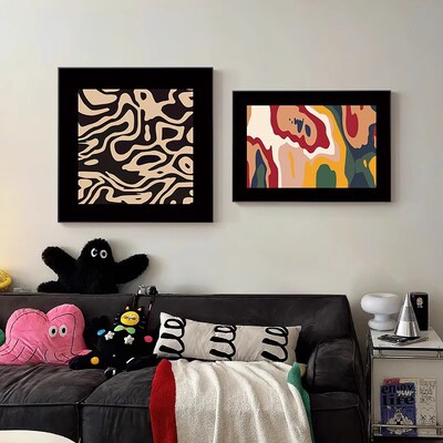 蒙德里安中古风客厅画沙发背景墙装饰画卧室床头挂画复古抽象壁画