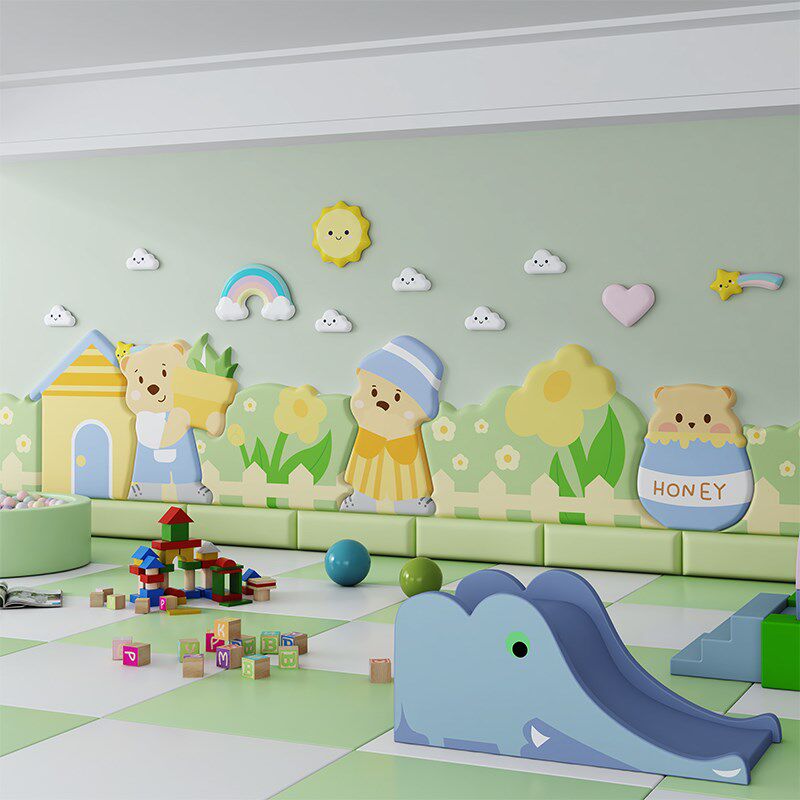 幼儿园软包宝宝防撞墙软包自粘幼儿园儿童房榻榻墙围