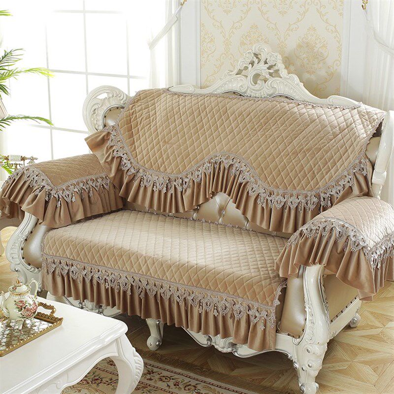 欧式沙发垫罩冬季加厚毛绒坐垫防滑沙发垫纯色扶手巾靠背巾