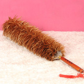 鸡毛掸子伸缩扫灰圆头客厅实木把红色掉毛车用洁除尘