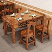 全实木饭店快餐桌椅定制实木桌椅商用桌椅食堂餐桌烧烤桌椅