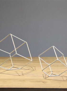 现代金色规则几何体办公室时尚铁艺创意方正方体配饰