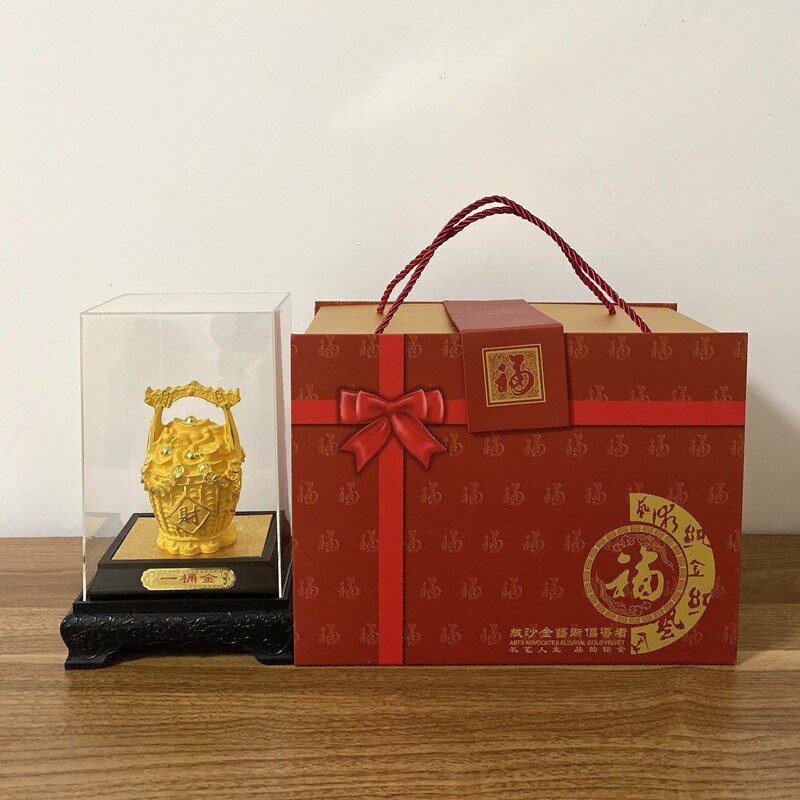 绒沙金一桶金 家居玄关客厅工艺品摆设 店铺业汽车礼品