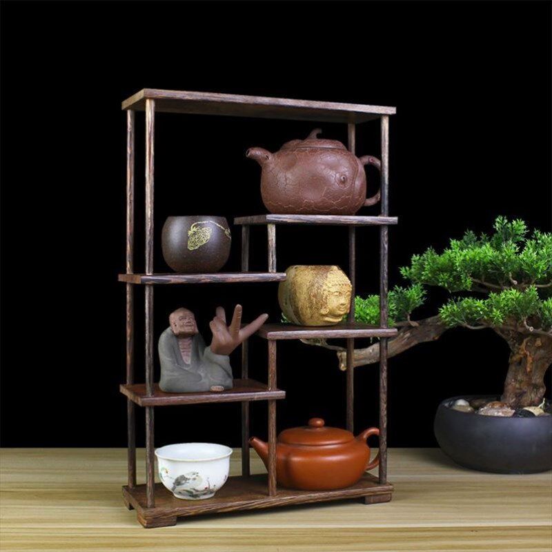 红木实木紫砂壶架子茶具架茶架明式博古架鸡翅木多宝阁展示架