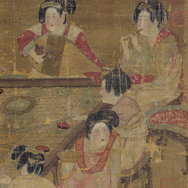 周肪 宫乐图国画真迹微喷复制物画横幅挂画饰画学习临摹