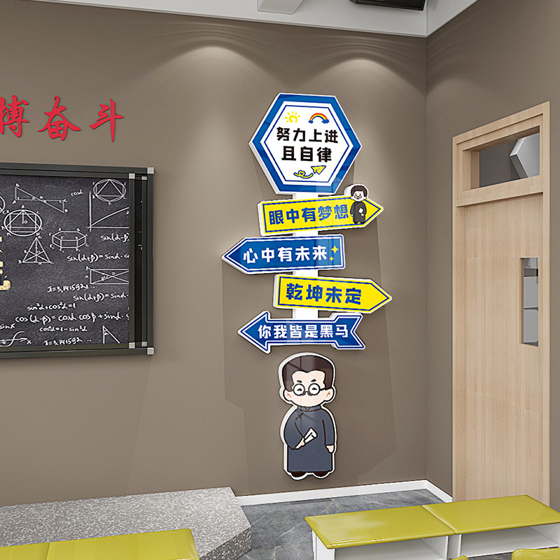 觉醒年代班级励志标语文字墙教室布置立体自粘雪弗板饰