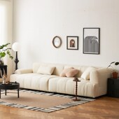 约威白色法式 奶油侘寂风免洗科技布艺沙发实木小户型客厅现代