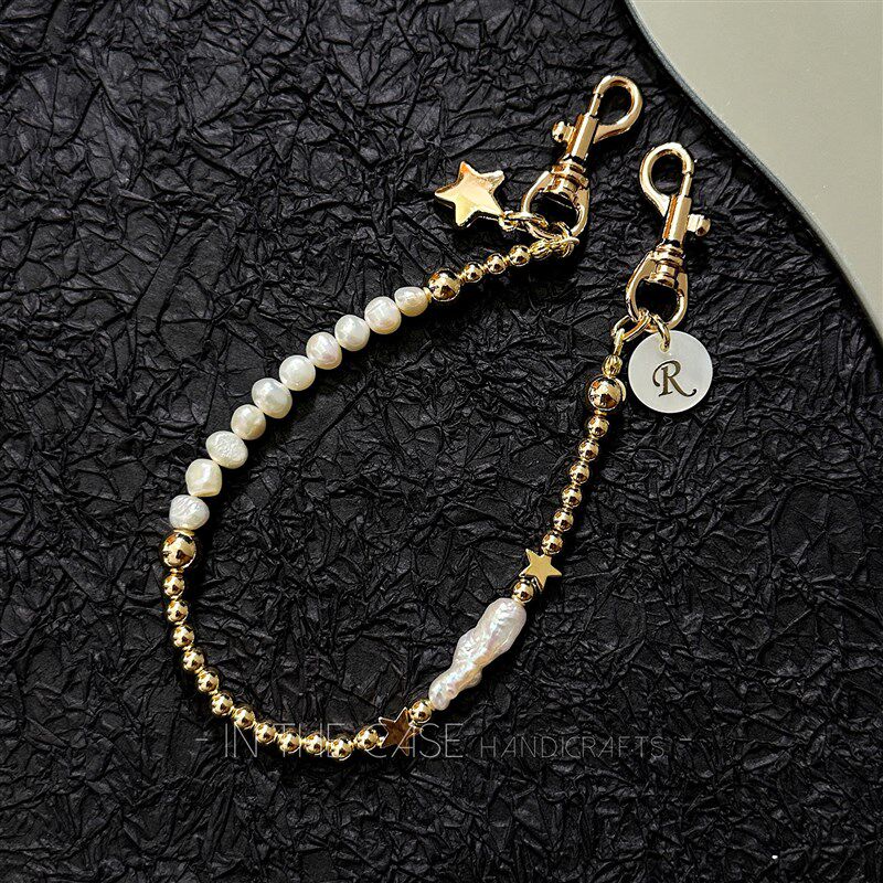 巴洛天然淡水珍珠金星星串珠挂链通用手挂绳