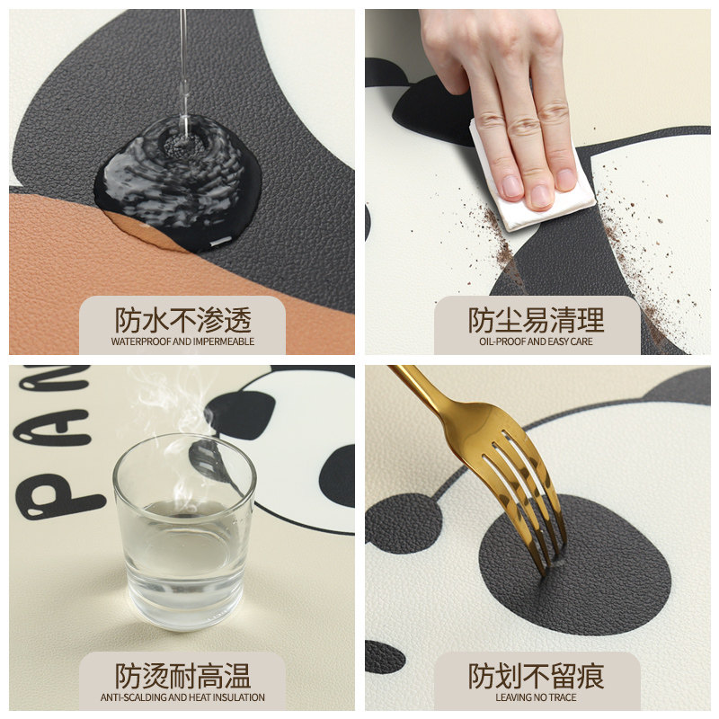 爱熊猫床柜垫子盖布防尘罩垫防水烫卧室桌布皮革