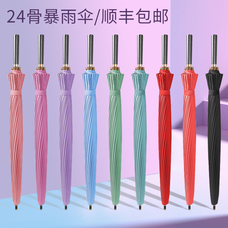 雨伞女长小新复古骨加大号纯色日系文艺加固防风伞