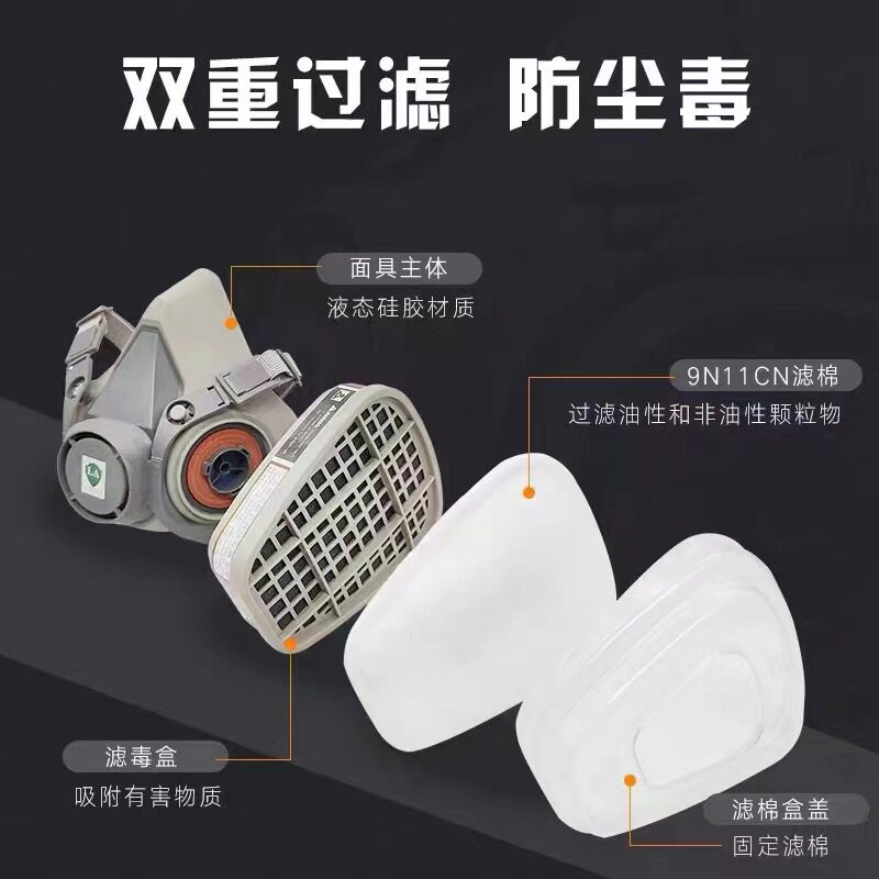 护防尘面罩油漆工业粉尘打磨喷漆煤矿化工修防毒面具