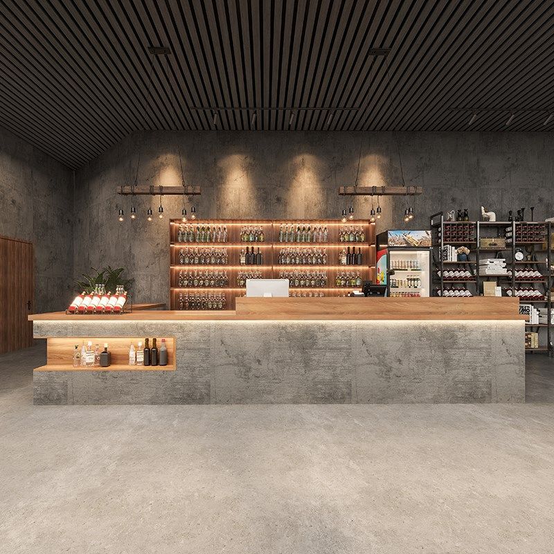 工业风健身房饭店吧台桌收银台烧烤店餐饮前台接待柜酒店民宿转角