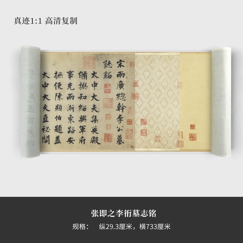 张即之李衎墓志铭原大复制品毛笔练字帖长卷艺术微喷