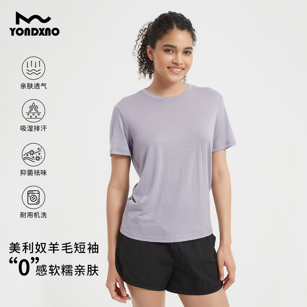 100%纯羊毛短袖t恤女款夏季