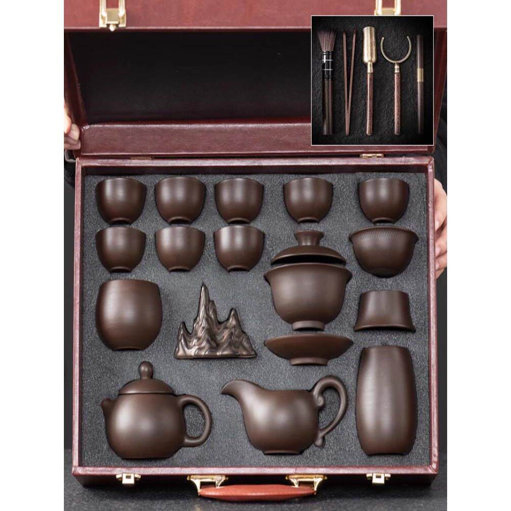 景德镇紫砂壶功夫茶套装家庭办公接待茶壶茶杯茶盘礼盒套装