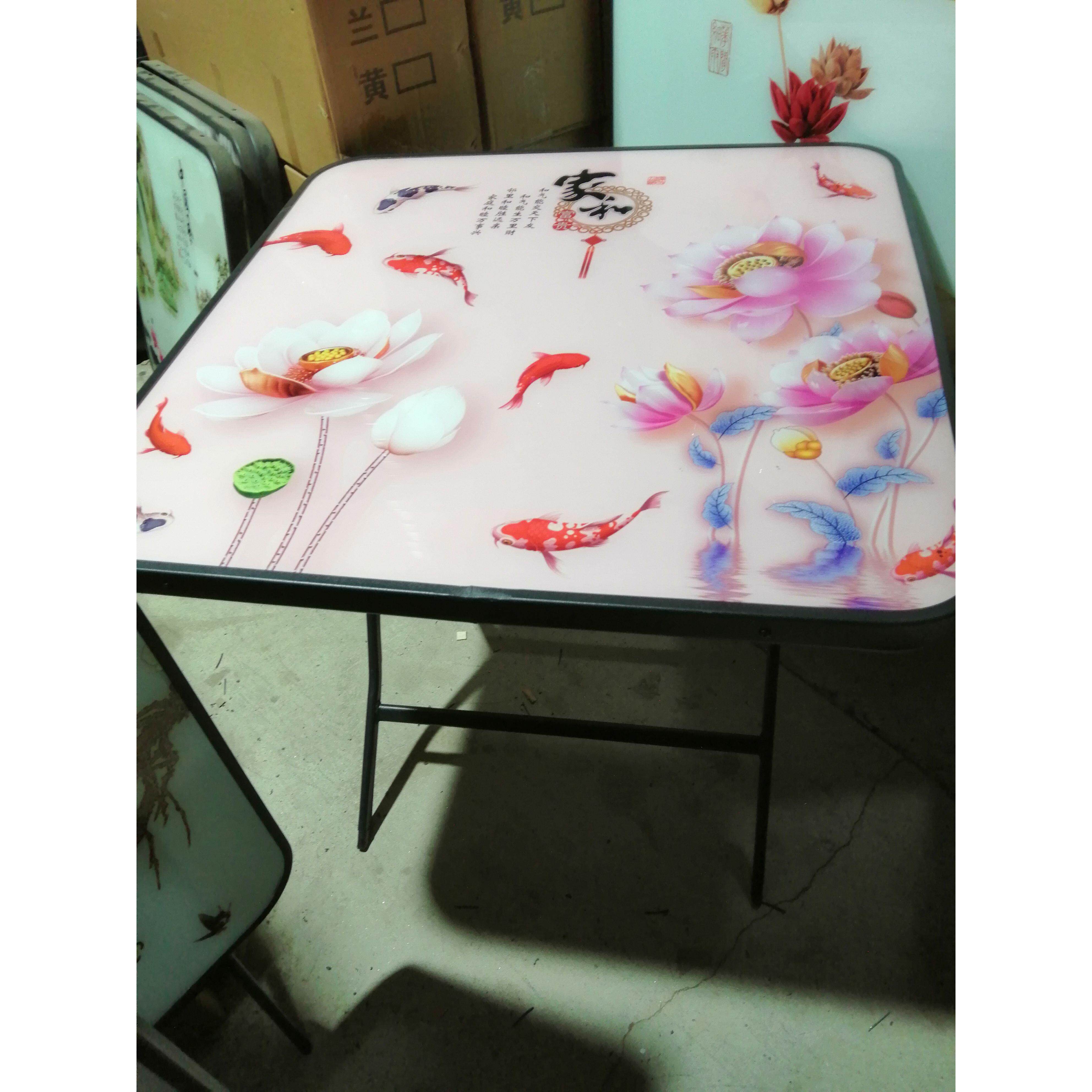 矮腿可折叠钢化玻璃餐桌小户型家用吃饭桌子出租屋宿舍圆桌方桌
