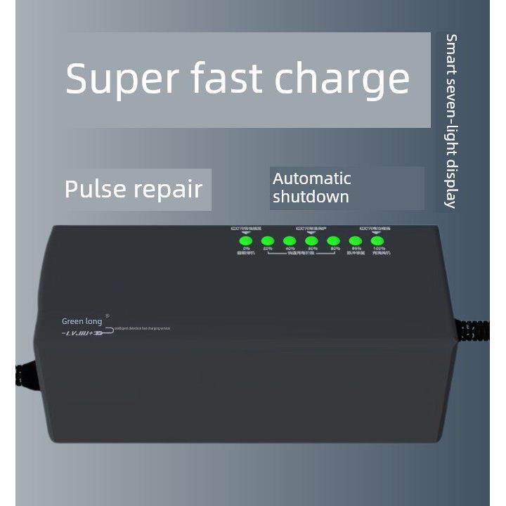 绿九快充电动车蓄电池车三轮七灯延长线充电器48V60V 207220脉冲