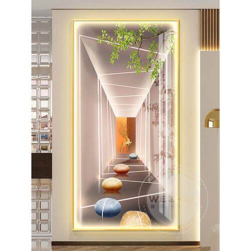 轻奢led带灯入户玄关装饰画走廊过道挂画壁画简约现代高级感空间