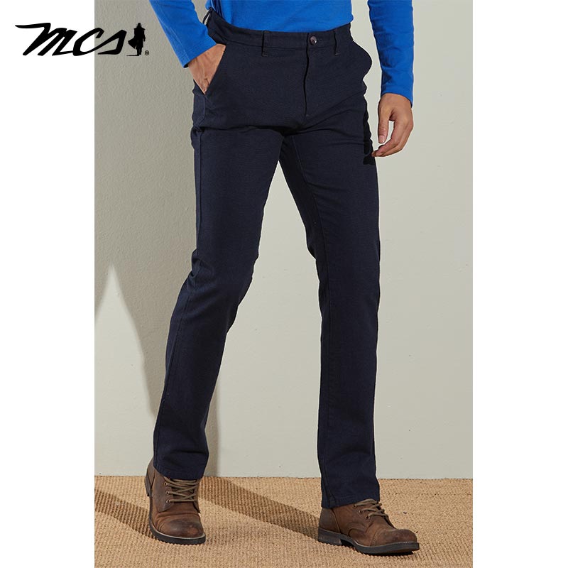 MCS男装源自万宝路男士棉质时尚长裤合身直筒斜插袋休闲裤
