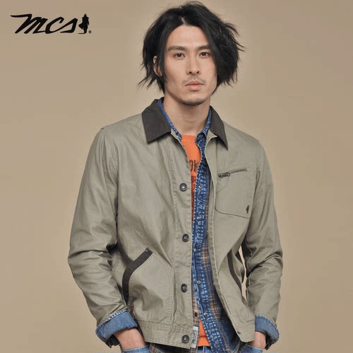 mcs商务休闲纯棉行政夹克外套男