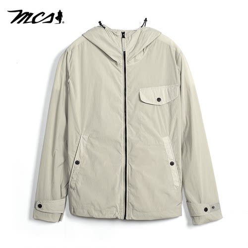 MCS抽绳束腰连帽休闲夹克外套男
