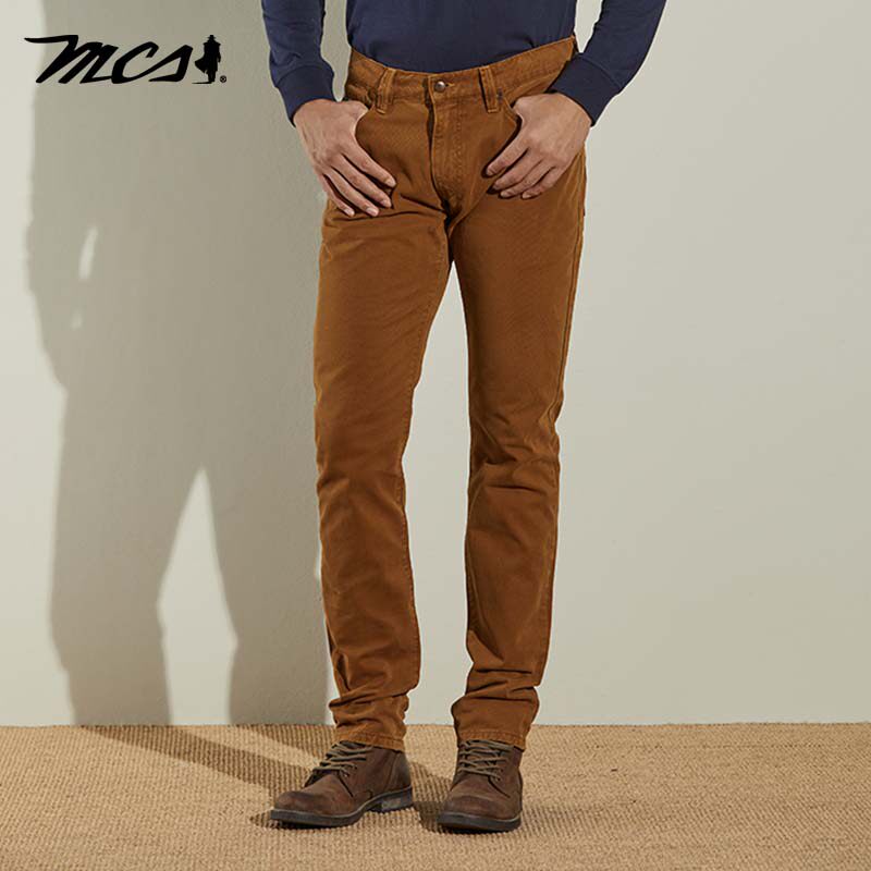 mcs秋冬全棉商务休闲直筒长裤男