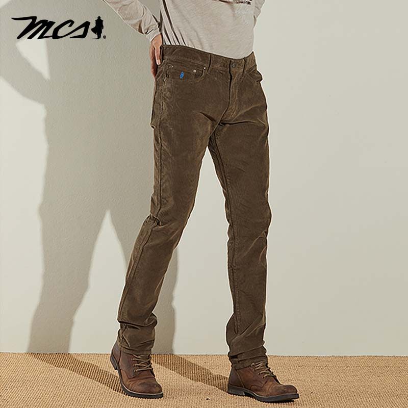 mcs秋冬全棉商务百搭直筒长裤男