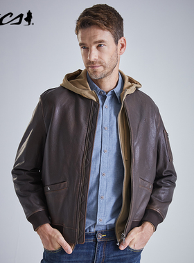 MCS源自万宝路秋冬款MA-1飞行员羽绒皮衣外套鸭绒保暖连帽夹克男