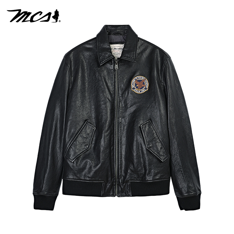 MCS松身落肩版绵羊皮飞行员皮衣