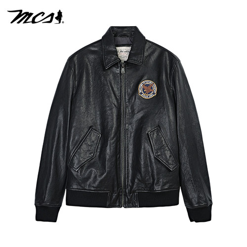 MCS松身落肩版绵羊皮飞行员皮衣